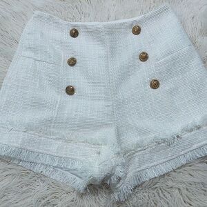 SHEIN High Waist White and Gold Shorts
